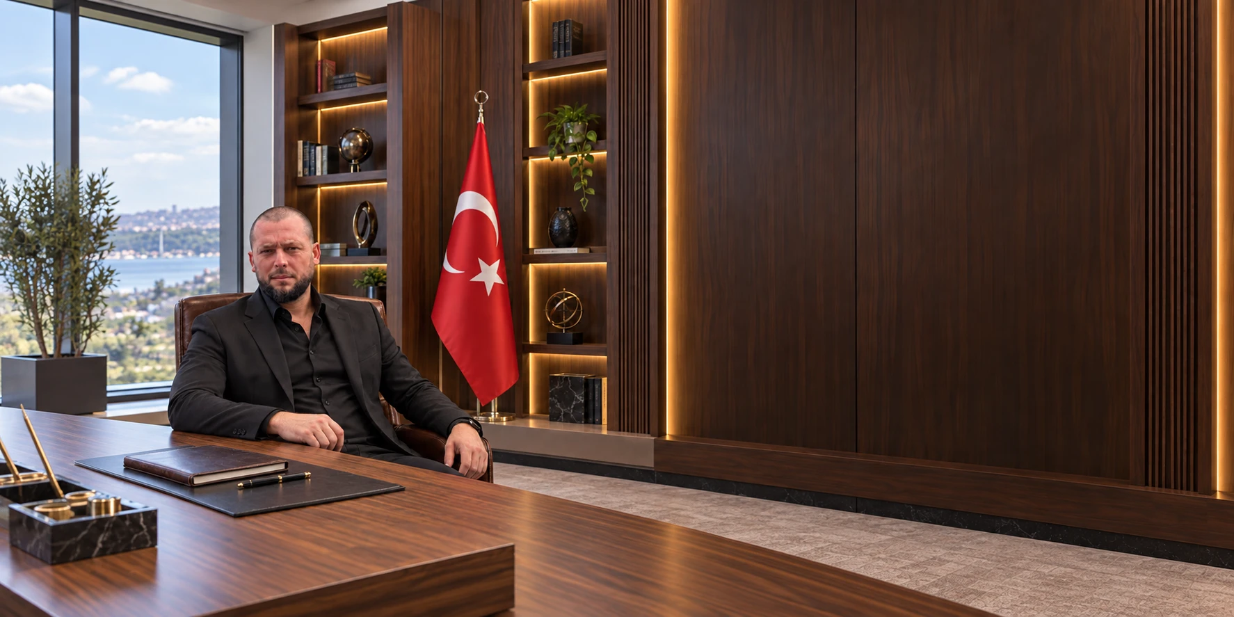 Murat Tarhan, Türk bayraklı makam odasında