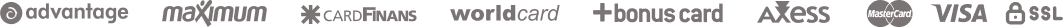 Advantage, Maximum, CardFinans, World, Bonus, Axess, Mastercard, Visa, 256-bit SSL