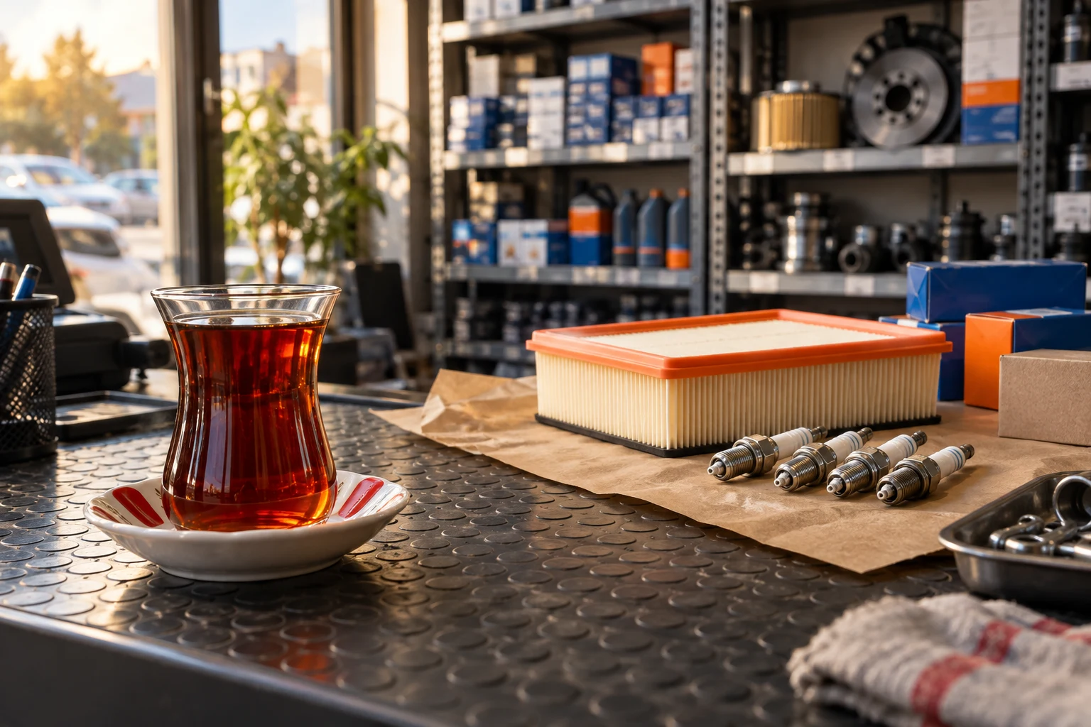 bir çay, biraz otomobil sohbeti