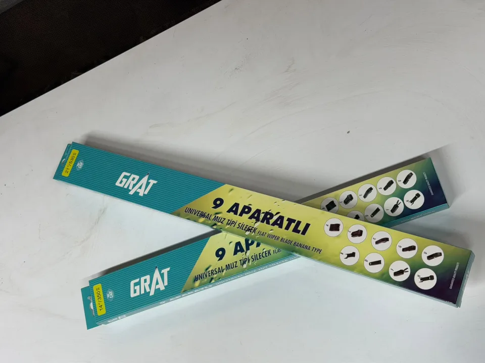 GRAT 350 mm ve 530 mm 9 aparatlı sileceklerin gerçek ambalaj fotoğrafı