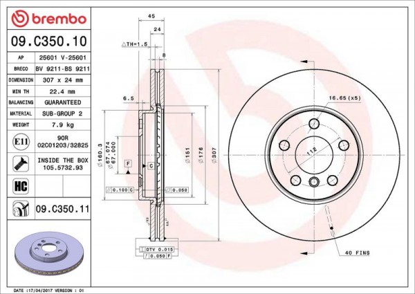Fren Diski (tek Disk) On Bmw F39 40 44 45 46 48 14- 
