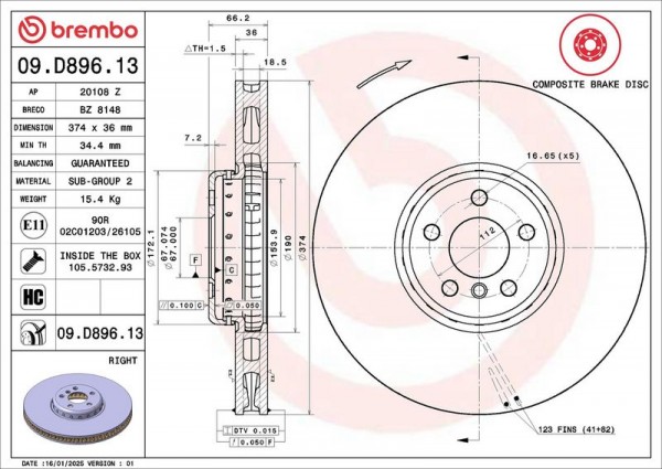Fren Diski (tek Disk) On Sag Bmw B46 48 57 58 N63 16- 