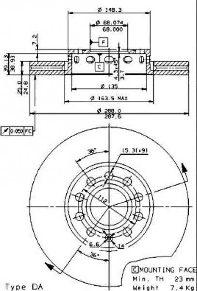 Fren Diski (tek Disk) On Vag 100 A4 A6 Passat  