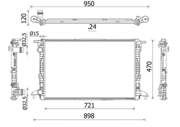 Rady) Audi A4 A5 Q5 A6 A7 A8 Qator Su (24mm7 